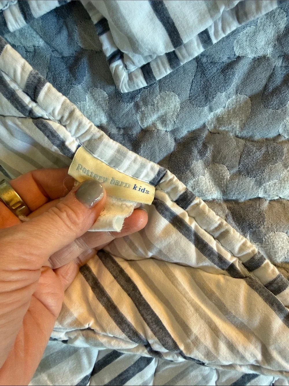 Pottery Barn Kids Light Blue Quilted Comforter-Reversible